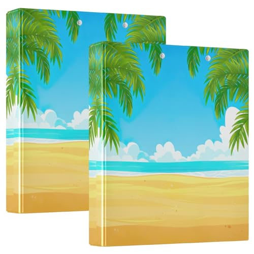 Ringbuch mit 3 Ringen, Sommerstrand, frisch, blau, D-Ringbücher mit Klemmbrett, große 3-Ringbücher für Schule, Uni, Büro, 2 Stück von RPLIFE