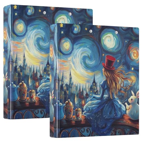 Ringbuch mit 3 Ringen, Sternennacht, lebendiges Malen, Wunderland, D-Ringbücher mit Klemmbrett, große 3-Ringbücher für Schule, Uni, Büro, 2 Stück Ringbuch mit 3 Ringen, Sternennacht, lebendiges Malen, Wunderland, D-Ringbücher mit Klemmbrett, große 3-Ringbücher für Schule, Uni, Büro, 2 Stück von RPLIFE