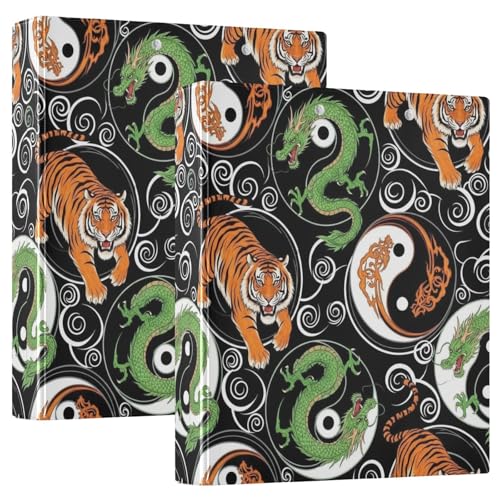 Ringbuch mit 3 Ringen, Tigergrüner Drache, D-Ringbuch mit Taschen, großes 3-Ringbuch für Schule, Uni, Büro, 2 Stück Ringbuch mit 3 Ringen, Tigergrüner Drache, D-Ringbuch mit Taschen, großes 3-Ringbuch für Schule, Uni, Büro, 2 Stück von RPLIFE