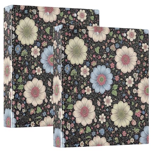 Ringbuch mit 3 Ringen, Vintage-Blumenmuster, D-Ringbücher mit Klemmbrett, große 3-Ringbücher für Schule, Uni, Büro, 2 Stück Ringbuch mit 3 Ringen, Vintage-Blumenmuster, D-Ringbücher mit Klemmbrett, große 3-Ringbücher für Schule, Uni, Büro, 2 Stück von RPLIFE