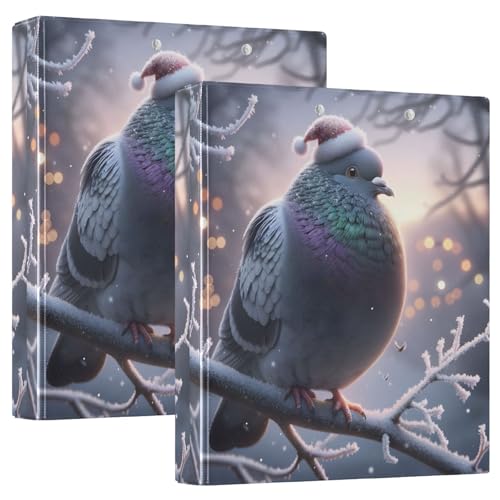 Ringbuch mit 3 Ringen, Weihnachts-Tauben-D-Ringbücher mit Taschen, groß, 3-Ringbücher für Schule, Uni, Büro, 2 Stück Ringbuch mit 3 Ringen, Weihnachts-Tauben-D-Ringbücher mit Taschen, groß, 3-Ringbücher für Schule, Uni, Büro, 2 Stück von RPLIFE