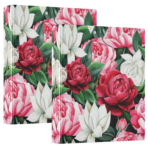 Ringbuch mit 3 Ringen, Weiß, Rot, Rosa, Pfingstrosen, D-Ringbücher mit Klemmbrett, große 3-Ringbücher für Schule, Uni, Büro, 2 Stück Ringbuch mit 3 Ringen, Weiß, Rot, Rosa, Pfingstrosen, D-Ringbücher mit Klemmbrett, große 3-Ringbücher für Schule, Uni, Büro, 2 Stück von RPLIFE