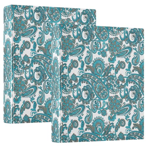 Ringbuch mit 3 Ringen, blau-grün, Paisleymuster, D-Ringbücher mit Klemmbrett, große 3-Ringbücher für Schule, Uni, Büro, 2 Stück Ringbuch mit 3 Ringen, blau-grün, Paisleymuster, D-Ringbücher mit Klemmbrett, große 3-Ringbücher für Schule, Uni, Büro, 2 Stück von RPLIFE