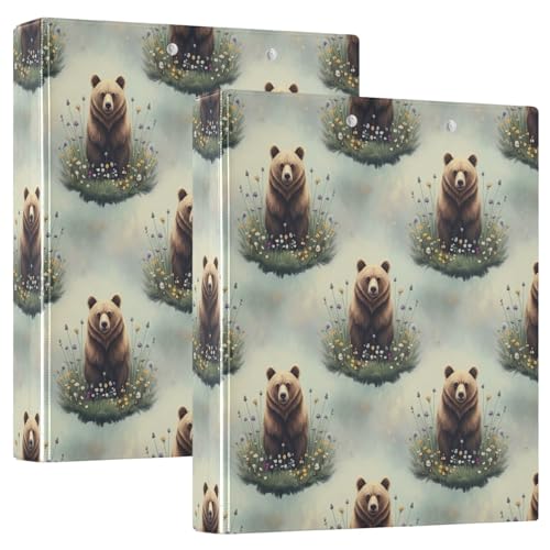 Ringbuch mit 3 Ringen, brauner Bär, niedlicher D-Ringordner mit Klemmbrett, große 3-Ringbücher für Schule, Uni, Büro, 2 Stück Ringbuch mit 3 Ringen, brauner Bär, niedlicher D-Ringordner mit Klemmbrett, große 3-Ringbücher für Schule, Uni, Büro, 2 Stück von RPLIFE