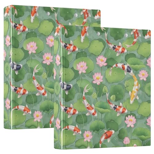 Ringbuch mit 3 Ringen, bunt, Koi-Fisch, grüne Lotusblätter, 3,8 cm, D-Ringbuch mit Taschen, dekorative Ordner für Schule, Uni oder Büro, 2 Stück Ringbuch mit 3 Ringen, bunt, Koi-Fisch, grüne Lotusblätter, 3,8 cm, D-Ringbuch mit Taschen, dekorative Ordner für Schule, Uni oder Büro, 2 Stück von RPLIFE