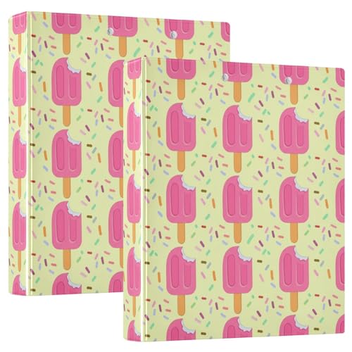 Ringbuch mit 3 Ringen, bunte Streusel, hellgelb, D-Ringbuch mit Klemmbrett, große 3-Ringbücher für Schule, Uni, Büro, 2 Stück von RPLIFE