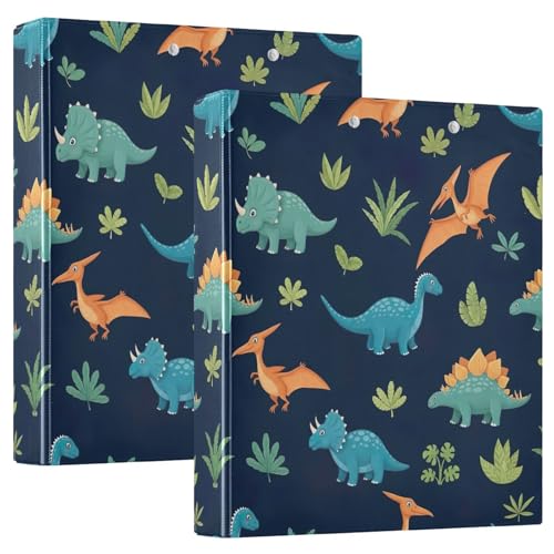 Ringbuch mit 3 Ringen, buntes Cartoon-Dinosaurier, D-Ringbuch mit Klemmbrett, große 3-Ringbücher für Schule, Uni, Büro, 2 Stück von RPLIFE