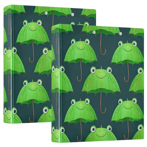 Ringbuch mit 3 Ringen, grüne Regenschirme, Frosch, D-Ringbücher mit Taschen, große 3-Ringbücher für Schule, Uni, Büro, 2 Stück Ringbuch mit 3 Ringen, grüne Regenschirme, Frosch, D-Ringbücher mit Taschen, große 3-Ringbücher für Schule, Uni, Büro, 2 Stück von RPLIFE