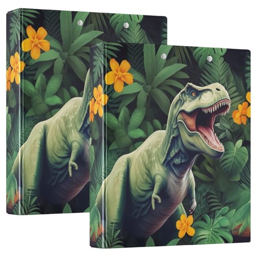 Ringbuch mit 3 Ringen, grüner Dinosaurier-D-Ringbuch mit Taschen, großes 3-Ringbuch für Schule, Uni, Büro, 2 Stück von RPLIFE