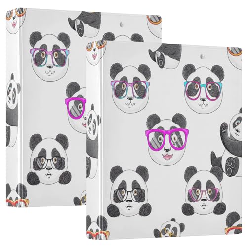 Ringbuch mit 3 Ringen, niedlich, lustig, Pandas, weiß, D-Ringbücher mit Taschen, große 3-Ringbücher für Schule, Uni, Büro, 2 Stück von RPLIFE