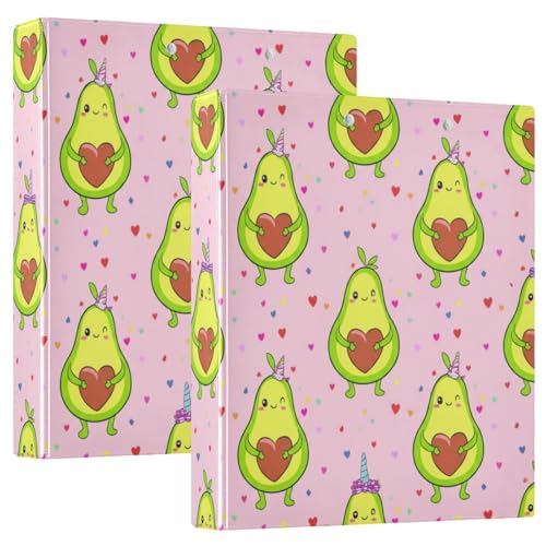 Ringbuch mit 3 Ringen, niedliche Avocados mit glücklichen Gesichtern, D-Ringbücher mit Taschen, große 3-Ringbücher für Schule, Uni, Büro, 2 Stück von RPLIFE