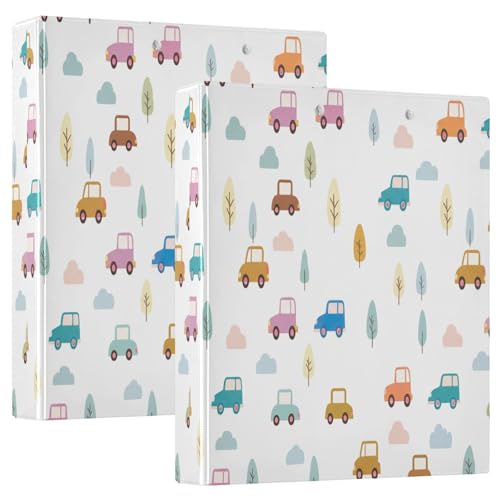 Ringbuch mit 3 Ringen, niedliche Cartoon-Autos, Weiß, D-Ringbücher mit Klemmbrett, große 3-Ringbücher für Schule, Uni, Büro, 2 Stück Ringbuch mit 3 Ringen, niedliche Cartoon-Autos, Weiß, D-Ringbücher mit Klemmbrett, große 3-Ringbücher für Schule, Uni, Büro, 2 Stück von RPLIFE