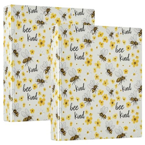 Ringbuch mit 3 Ringen, niedliche Cartoon-Bienen, D-Ringbücher mit Klemmbrett, große 3-Ringbücher für Schule, Uni, Büro, 2 Stück Ringbuch mit 3 Ringen, niedliche Cartoon-Bienen, D-Ringbücher mit Klemmbrett, große 3-Ringbücher für Schule, Uni, Büro, 2 Stück von RPLIFE