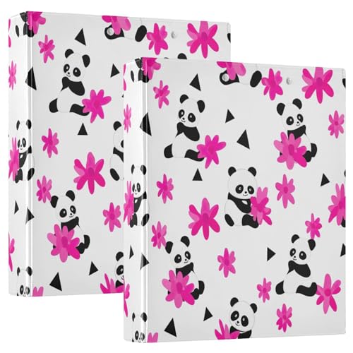Ringbuch mit 3 Ringen, niedliche Cartoon-Pandas, Blumen, Weiß, D-Ringbücher mit Klemmbrett, große 3-Ringbücher für Schule, Uni, Büro, 2 Stück Ringbuch mit 3 Ringen, niedliche Cartoon-Pandas, Blumen, Weiß, D-Ringbücher mit Klemmbrett, große 3-Ringbücher für Schule, Uni, Büro, 2 Stück von RPLIFE