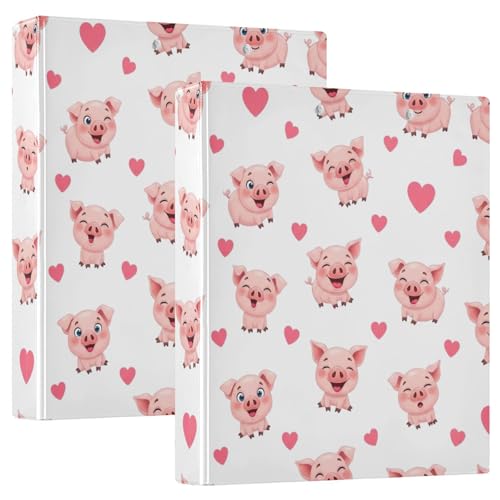 Ringbuch mit 3 Ringen, niedliche Cartoon-Schweine, weiß, D-Ringbücher mit Klemmbrett, große 3-Ringbücher für Schule, Uni, Büro, 2 Stück von RPLIFE