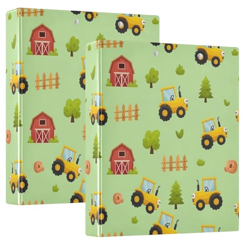 Ringbuch mit 3 Ringen, niedliche Cartoon-gelbe Traktoren, grüne D-Ringbücher mit Klemmbrett, große 3-Ringbücher für Schule, Uni, Büro, 2 Stück Ringbuch mit 3 Ringen, niedliche Cartoon-gelbe Traktoren, grüne D-Ringbücher mit Klemmbrett, große 3-Ringbücher für Schule, Uni, Büro, 2 Stück von RPLIFE