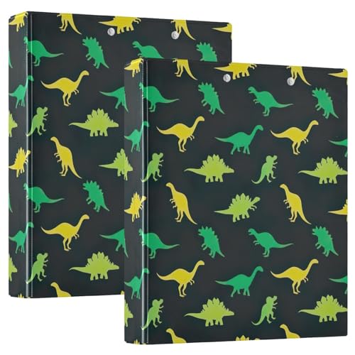 Ringbuch mit 3 Ringen, niedliche grün-gelbe Dinosaurier, D-Ringbuch mit Klemmbrett, große 3-Ringbücher für Schule, Uni, Büro, 2 Stück Ringbuch mit 3 Ringen, niedliche grün-gelbe Dinosaurier, D-Ringbuch mit Klemmbrett, große 3-Ringbücher für Schule, Uni, Büro, 2 Stück von RPLIFE