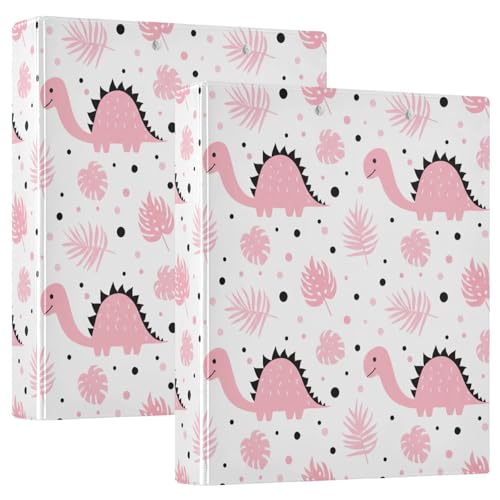 Ringbuch mit 3 Ringen, niedliche rosa Dinosaurier, Weiß, D-Ringbücher mit Taschen, große 3-Ringbücher für Schule, Uni, Büro, 2 Stück Ringbuch mit 3 Ringen, niedliche rosa Dinosaurier, Weiß, D-Ringbücher mit Taschen, große 3-Ringbücher für Schule, Uni, Büro, 2 Stück von RPLIFE