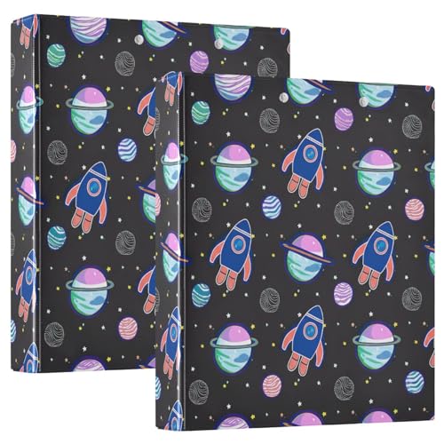 Ringbuch mit 3 Ringen, niedliche verspielte Planeten, D-Ringbuch mit Klemmbrett, große 3-Ringbücher für Schule, Uni, Büro, 2 Stück von RPLIFE