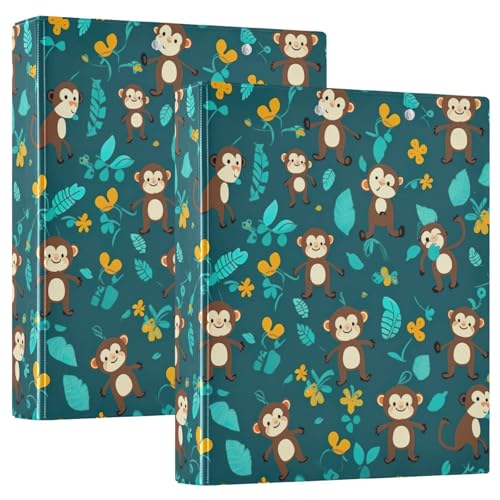 Ringbuch mit 3 Ringen, niedlicher Affe, D-Ringbücher mit Klemmbrett, große 3-Ringbücher für Schule, Uni, Büro, 2 Stück Ringbuch mit 3 Ringen, niedlicher Affe, D-Ringbücher mit Klemmbrett, große 3-Ringbücher für Schule, Uni, Büro, 2 Stück von RPLIFE