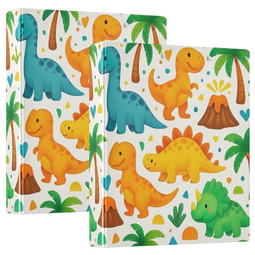 Ringbuch mit 3 Ringen, niedlicher Cartoon-Dinosaurier, D-Ringbuch mit Klemmbrett, große 3-Ringbücher für Schule, Uni, Büro, 2 Stück von RPLIFE
