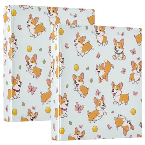 Ringbuch mit 3 Ringen, niedlicher Cartoon-Hunde, D-Ringbuch mit Taschen, groß, 3 Ringbücher für Schule, Uni, Büro, 2 Stück von RPLIFE