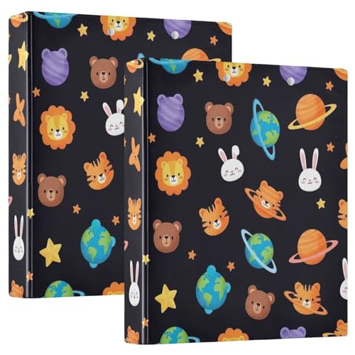 Ringbuch mit 3 Ringen, niedlicher Cartoon-Planeten, Sterne, D-Ringbuch mit Taschen, große 3-Ringbücher für Schule, Uni, Büro, 2 Stück Ringbuch mit 3 Ringen, niedlicher Cartoon-Planeten, Sterne, D-Ringbuch mit Taschen, große 3-Ringbücher für Schule, Uni, Büro, 2 Stück von RPLIFE