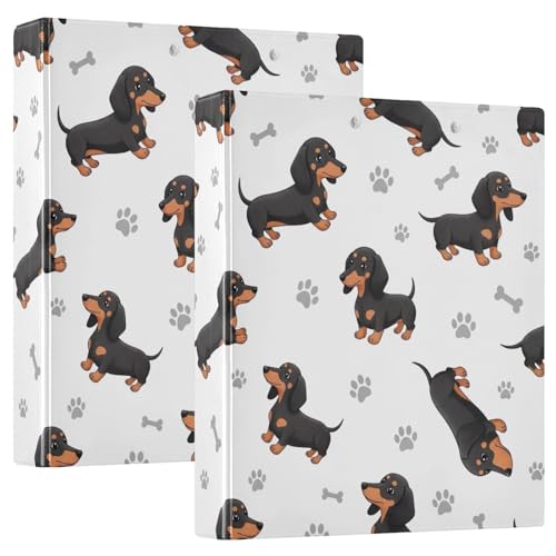 Ringbuch mit 3 Ringen, niedlicher Dackel-Hund, D-Ringbuch mit Taschen, groß, 3 Ringbücher für Schule, Uni, Büro, 2 Stück von RPLIFE