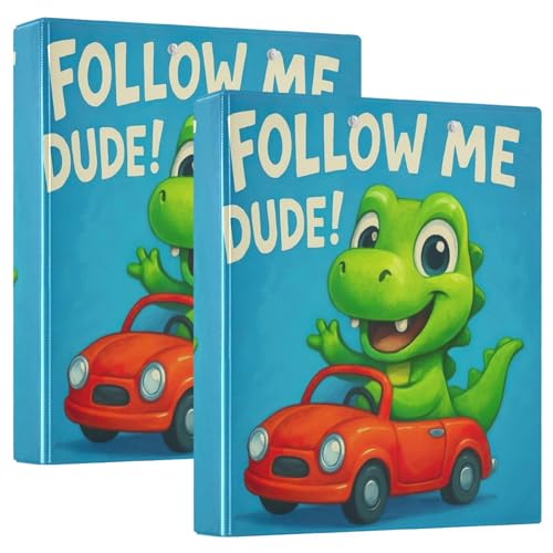 Ringbuch mit 3 Ringen, niedlicher grüner Cartoon-Dinosaurier-D-Ringbuch mit Klemmbrett, große 3-Ringbücher für Schule, Uni, Büro, 2 Stück Ringbuch mit 3 Ringen, niedlicher grüner Cartoon-Dinosaurier-D-Ringbuch mit Klemmbrett, große 3-Ringbücher für Schule, Uni, Büro, 2 Stück von RPLIFE