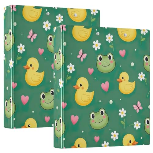 Ringbuch mit 3 Ringen, niedlicher grüner Frosch, D-Ringbuch mit Taschen, große 3-Ringbücher für Schule, Uni, Büro, 2 Stück von RPLIFE