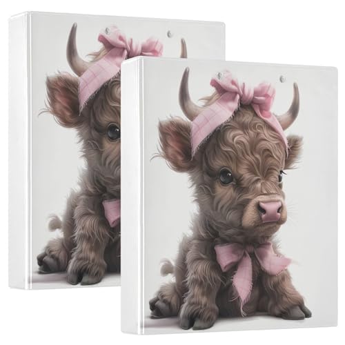 Ringbuch mit 3 Ringen, niedliches Hochlandkuh, Kalb, D-Ringbuch mit Taschen, große 3-Ringbücher für Schule, Uni, Büro, 2 Stück Ringbuch mit 3 Ringen, niedliches Hochlandkuh, Kalb, D-Ringbuch mit Taschen, große 3-Ringbücher für Schule, Uni, Büro, 2 Stück von RPLIFE