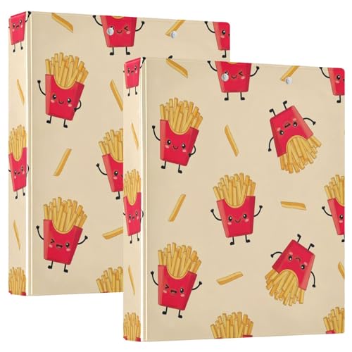 Ringbuch mit 3 Ringen, niedliches rotes Pommes-Gesichter, D-Ringbuch mit Klemmbrett, große 3-Ringbücher für Schule, Uni, Büro, 2 Stück Ringbuch mit 3 Ringen, niedliches rotes Pommes-Gesichter, D-Ringbuch mit Klemmbrett, große 3-Ringbücher für Schule, Uni, Büro, 2 Stück von RPLIFE