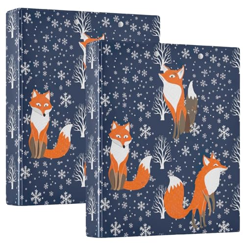 Ringbuch mit 3 Ringen, orangefarbene Füchse, Schneeflocken, dunkelblau, D-Ringbücher mit Klemmbrett, große 3-Ringbücher für Schule, Uni, Büro, 2 Stück Ringbuch mit 3 Ringen, orangefarbene Füchse, Schneeflocken, dunkelblau, D-Ringbücher mit Klemmbrett, große 3-Ringbücher für Schule, Uni, Büro, 2 Stück von RPLIFE