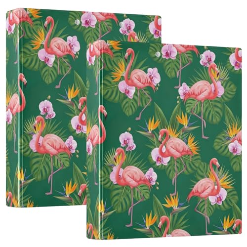 Ringbuch mit 3 Ringen, rosa Flamingos, D-Ringbücher mit Taschen, große 3-Ringbücher für Schule, Uni, Büro, 2 Stück von RPLIFE