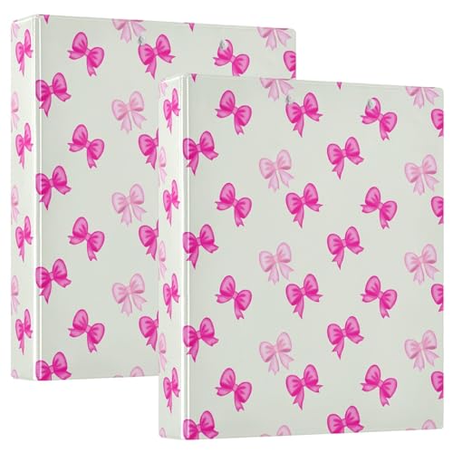 Ringbuch mit 3 Ringen, rosa Schleifen, Pastellfarben, D-Ringbücher mit Klemmbrett, große 3-Ringbücher für Schule, Uni, Büro, 2 Stück von RPLIFE