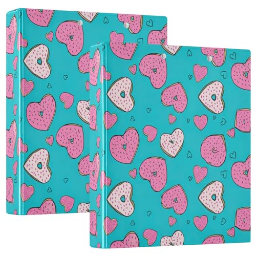 Ringbuch mit 3 Ringen, rosa weiß, herzförmig, blau, D-Ringbücher mit Taschen, große 3-Ringbücher für Schule, Uni, Büro, 2 Stück von RPLIFE