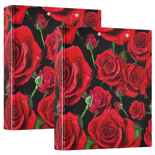 Ringbuch mit 3 Ringen, schöne rote Rosen, D-Ringbücher mit Taschen, große 3-Ringbücher für Schule, Uni, Büro, 2 Stück Ringbuch mit 3 Ringen, schöne rote Rosen, D-Ringbücher mit Taschen, große 3-Ringbücher für Schule, Uni, Büro, 2 Stück von RPLIFE