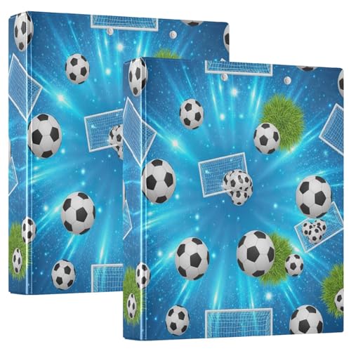 Ringbuch mit 3 Ringen, schwarz-weiß, Fußballbälle, D-Ringbücher mit Klemmbrett, große 3-Ringbücher für Schule, Uni, Büro, 2 Stück von RPLIFE