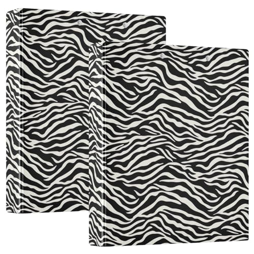 Ringbuch mit 3 Ringen, schwarz-weiß, Zebrastreifen, D-Ringbücher mit Taschen, große 3-Ringbücher für Schule, Uni, Büro, 2 Stück von RPLIFE
