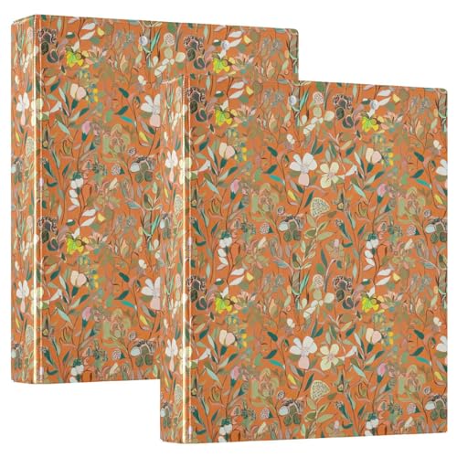 Ringbuch mit 3 Ringen, stilisiertes florales D-Ringbuch mit Klemmbrett, große 3-Ringbücher für Schule, Uni, Büro, 2 Stück von RPLIFE