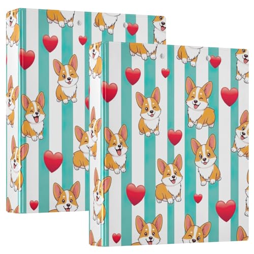 Ringbuch mit 3 Ringen, süße Hunde, Aqua-Weiß, D-Ringbuch mit Klemmbrett, große 3-Ringbücher für Schule, Uni, Büro, 2 Stück von RPLIFE