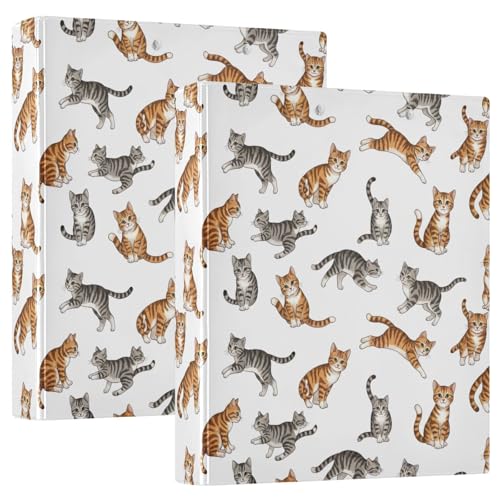 Ringbuch mit 3 Ringen, süße Katzen, Weiß, D-Ringbücher mit Klemmbrett, große 3-Ringbücher für Schule, Uni, Büro, 2 Stück Ringbuch mit 3 Ringen, süße Katzen, Weiß, D-Ringbücher mit Klemmbrett, große 3-Ringbücher für Schule, Uni, Büro, 2 Stück von RPLIFE