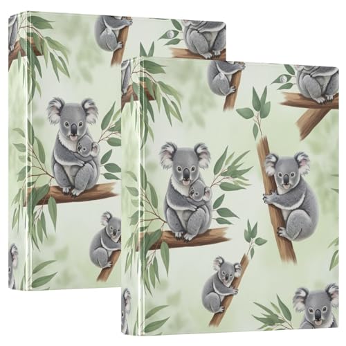 Ringbuch mit 3 Ringen, süße Koala-Eukalyptusblätter, grüne D-Ringbücher mit Klemmbrett, große 3-Ringbücher für Schule, Uni, Büro, 2 Stück Ringbuch mit 3 Ringen, süße Koala-Eukalyptusblätter, grüne D-Ringbücher mit Klemmbrett, große 3-Ringbücher für Schule, Uni, Büro, 2 Stück von RPLIFE