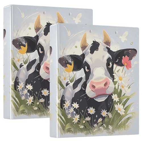 Ringbuch mit 3 Ringen, süßes Kuh und Gänseblümchen, D-Ringbuch mit Klemmbrett, große 3-Ringbücher für Schule, Uni, Büro, 2 Stück Ringbuch mit 3 Ringen, süßes Kuh und Gänseblümchen, D-Ringbuch mit Klemmbrett, große 3-Ringbücher für Schule, Uni, Büro, 2 Stück von RPLIFE