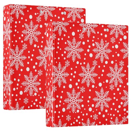 Ringbuch mit 3 Ringen, weiße Schneeflocken, Punkte, Rot, D-Ringbücher mit Taschen, große 3-Ringbücher für Schule, Uni, Büro, 2 Stück Ringbuch mit 3 Ringen, weiße Schneeflocken, Punkte, Rot, D-Ringbücher mit Taschen, große 3-Ringbücher für Schule, Uni, Büro, 2 Stück von RPLIFE