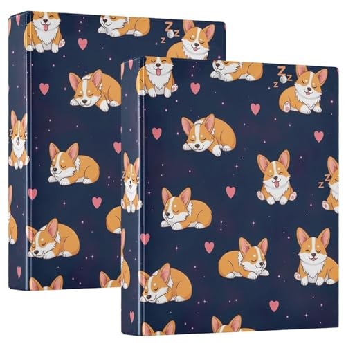 Ringbuch mit niedlichem Cartoon-Hunde-Posen, 3,8 cm, D-Ringbuch mit Klemmbrett, 3 große Ordner für Schule, Uni, Büro, 2 Stück von RPLIFE
