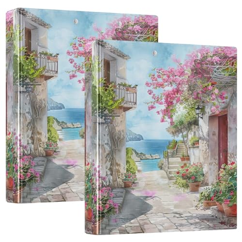 Romantic Italian Alleyway 3-Ringbuch, flexibler D-Ringordner mit Taschen, 3-Ringbücher für Schule, Uni, Büro (2 Stück) von RPLIFE