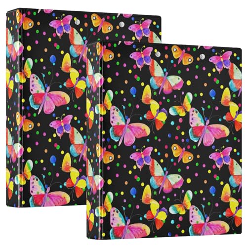 Schmetterlings-Ordner mit 3 Ringen, 3,8 cm, D-Ringbuch mit Taschen, dekorative Ordner für Schule, Uni oder Büro, 2 Stück von RPLIFE