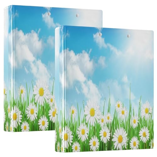 Schönes Frühlingsgras-Drei-Ringbuch, 3,8 cm, flexible D-Ringbücher mit Taschen, 3-Ringbücher für Schule, Uni, Büro von RPLIFE