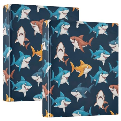 Sharks Blue 3-Ringbuch mit 3 Ringen, 3,8 cm, D-Ringbuch mit Taschen, dekorative Ordner für Schule, Uni oder Büro (2 Stück) von RPLIFE